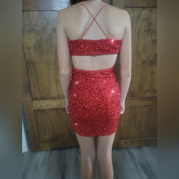 Windsor red sequin open back formal stretchy dress xs - Picture 6 of 6